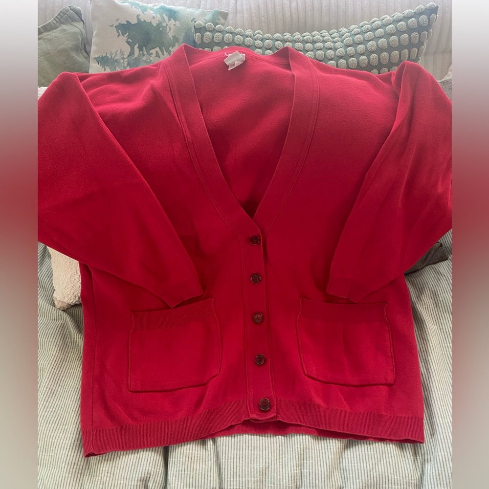 Clifford & Wills Women's Red Button-Up Sweater, Size XL